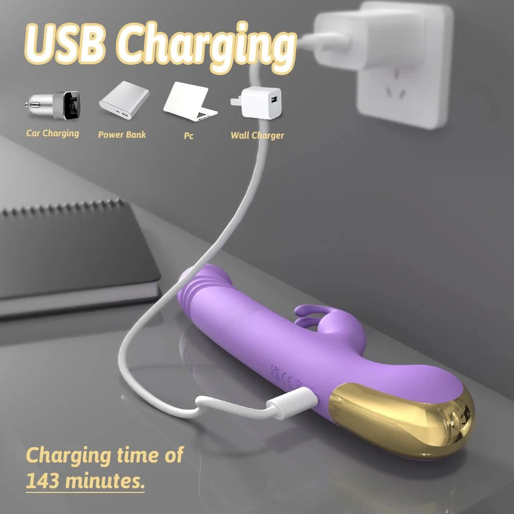 Rabbit-style Extendable Vibrating Masturbator with Rapid Thrusting Electric Dildo Vibrator