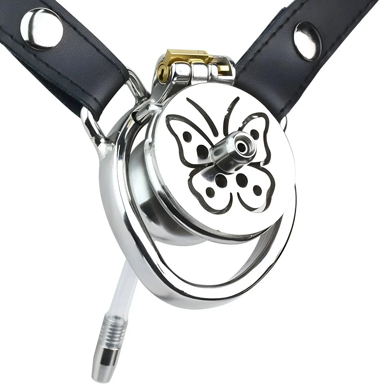 Stainless Steel Chastity Male Penis Cage Male Chastity Device With Catheter Strap on Dildo