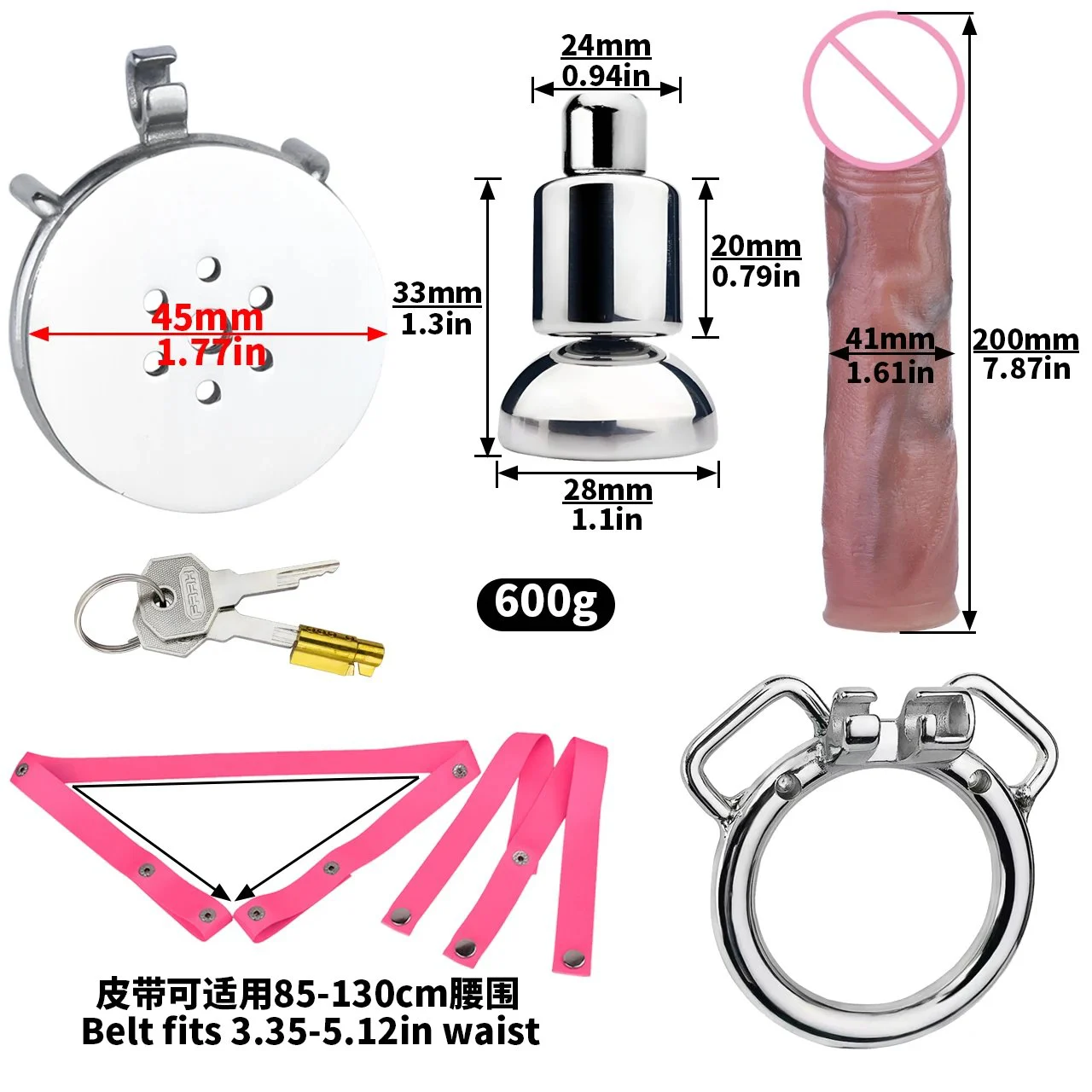 Sissy Negative Chastity Cage Male Chastity Belt Cock Cage with 20 cm Dildo Head Inverted Urethral Penis Ring Metal Sex Toys