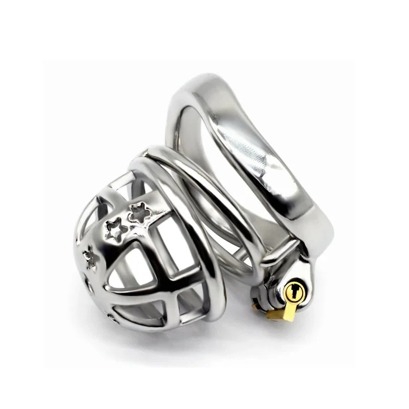 Mental sliver stainless steel ring cock cage male chastity cage for man