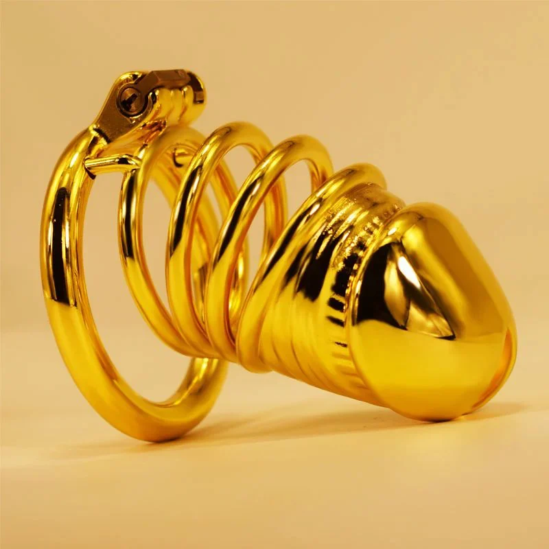 Total High 120mm 304 Stainless Steel Gold Plated Anal Plug High Quality Chastity Belt for Men