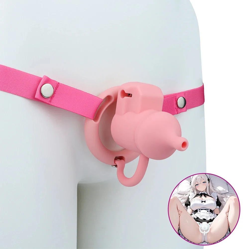 Unique Milk Bottle Silicone Chastity Cage with Urethral Hole Adjustable Elastic Belt Sissy Bondage Toy for Men Chastity Device