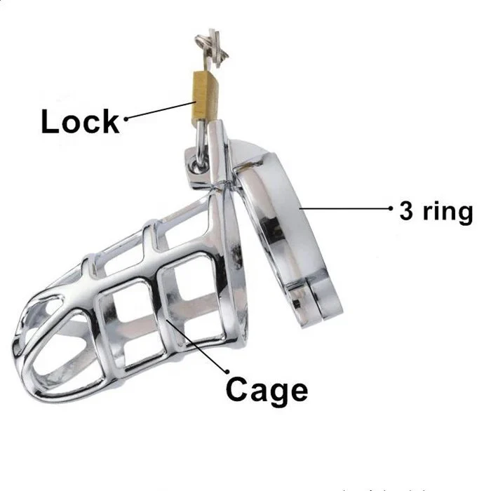 New Arrival Men's Stainless Steel Chastity Lock SM Device Adult Male Chastity Cage