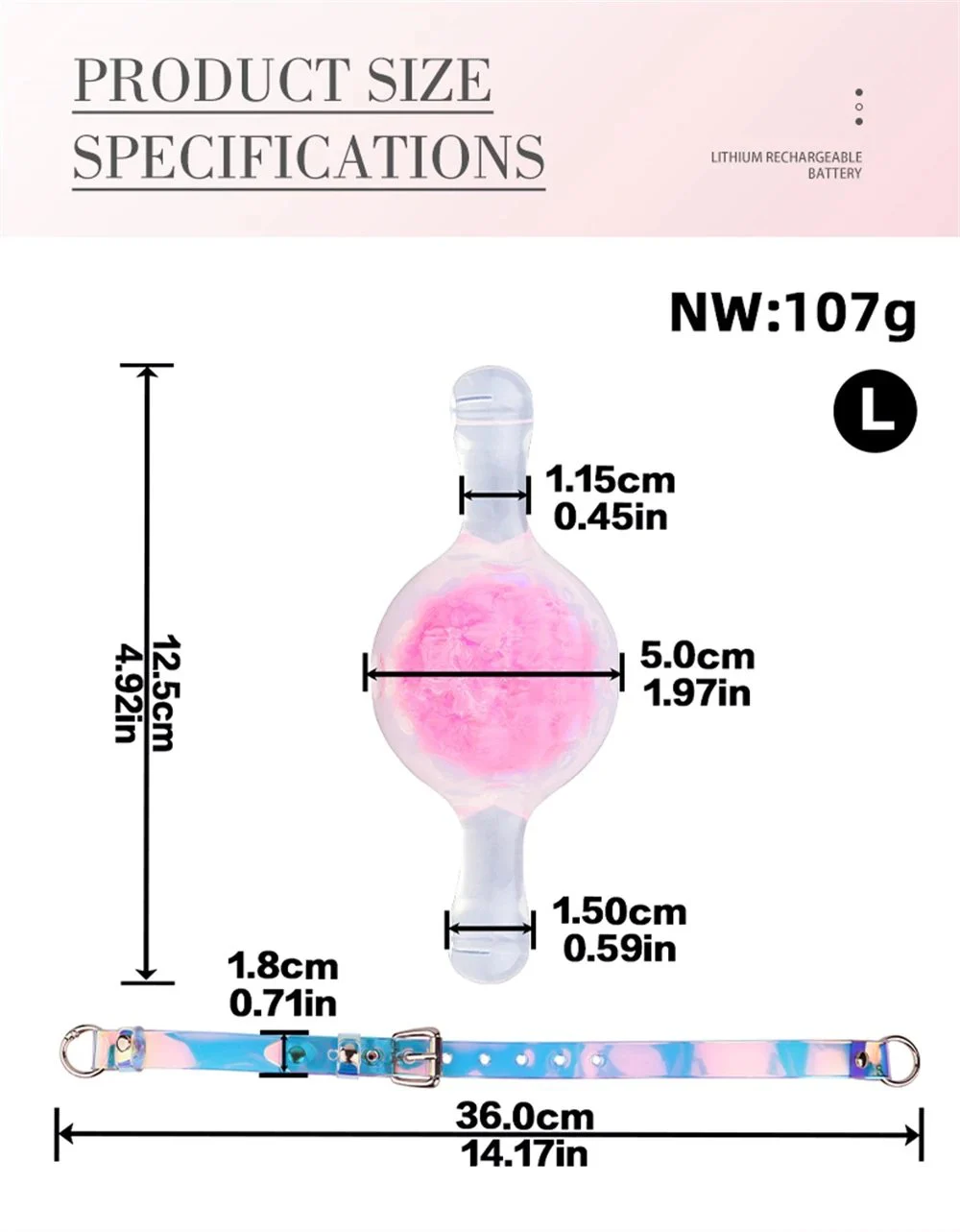 2'' Silicone Ball Gag Bondage for Adult Bondage Restraints Sex Play Mouth Gag Strap on Adult Sex Toy