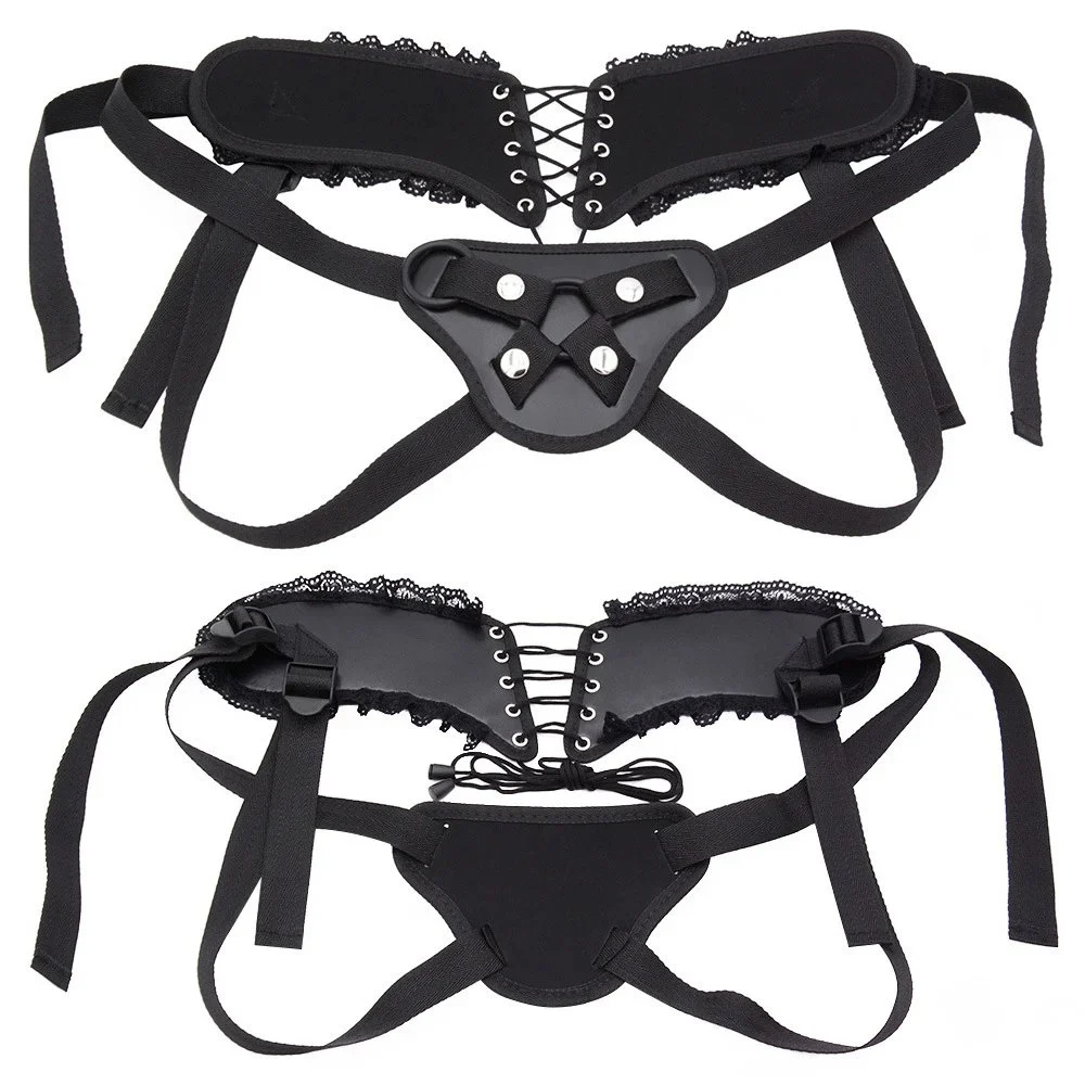 3 Sizes Metal O-Rings Sexy Lace Adjustable Strap on Dildo Harness Adult Sex Toys for Lesbian Gay Couple