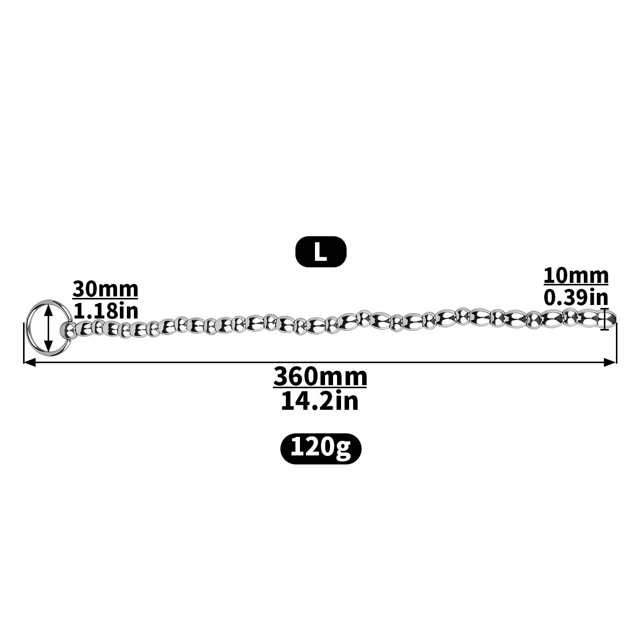 36cm Stainless Steel Male Prostate Smooth Pull Bead Horse Eye Rod Urethra Insertion Plug Dilator Urethral Stimulation Massage