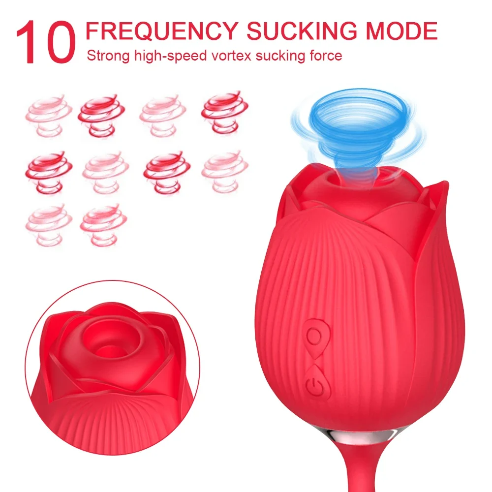 2 In1 Rose Sex Toy Stimulator Adult Toys Clitoral Tongue Licking G Spot Vibrators Thrusting Dildo Vibrator for Women