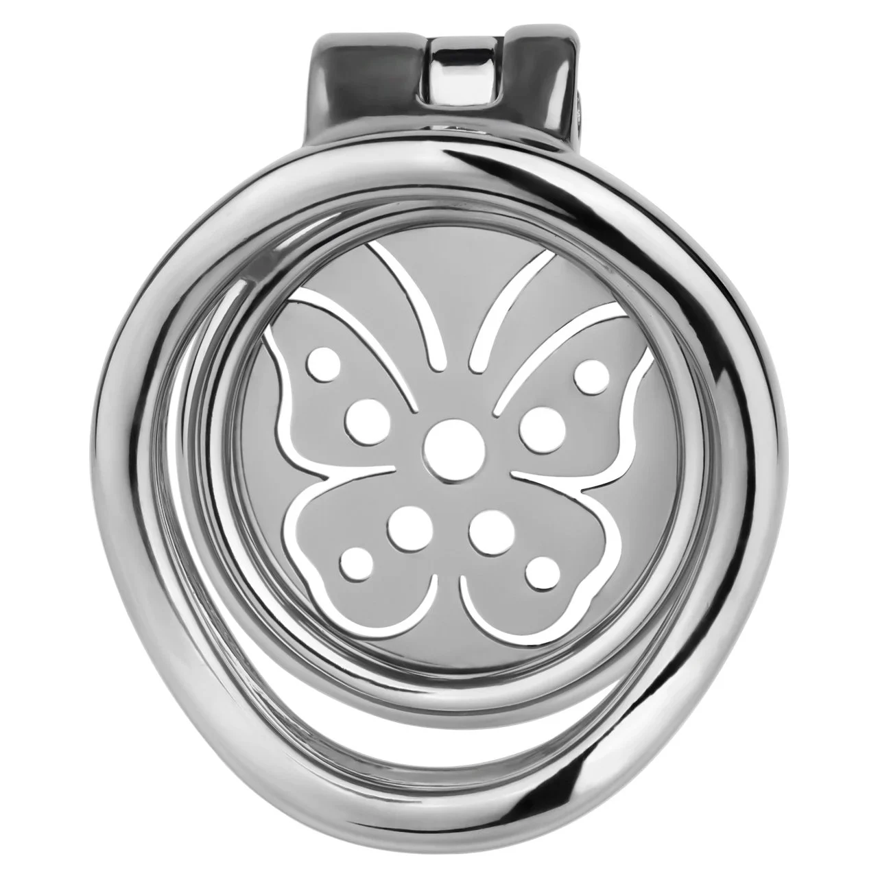Wearable Steel Metal Chastity Lock with Flat Built-in Cage for Penile Confinement and Urinary Catheter Compatibility for Men