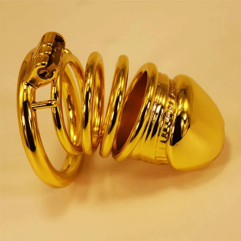 Total High 120mm 304 Stainless Steel Gold Plated Anal Plug High Quality Chastity Belt for Men