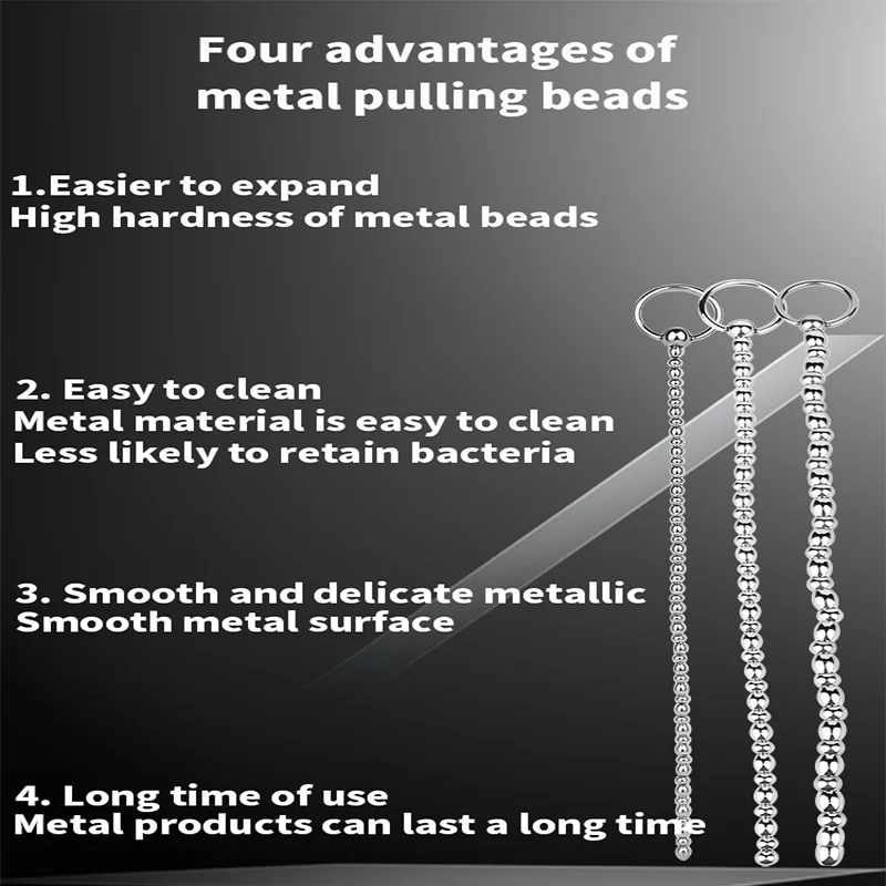 Urethral Sounds 3 PCS Set Stainless Steel Penis Plug with Multi Beads Smooth Urethral Dilators Masturbation for Men