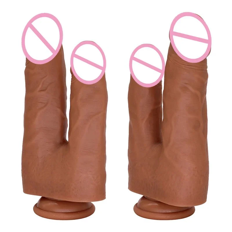 Silicone Realistic Huge Thin Penis Big Dildo U Shaped Double Head Penetration Dong Dildo for Lesbian Women Sex Toys