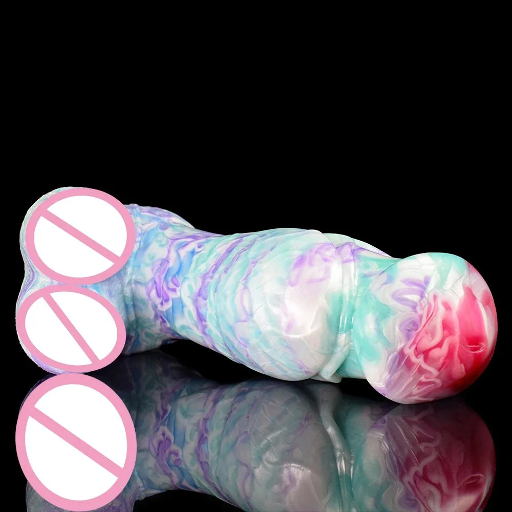 Adult Women Sex Toy Thick Silicone Anal Plug Realistic Testicles Dildo With Suction Cup