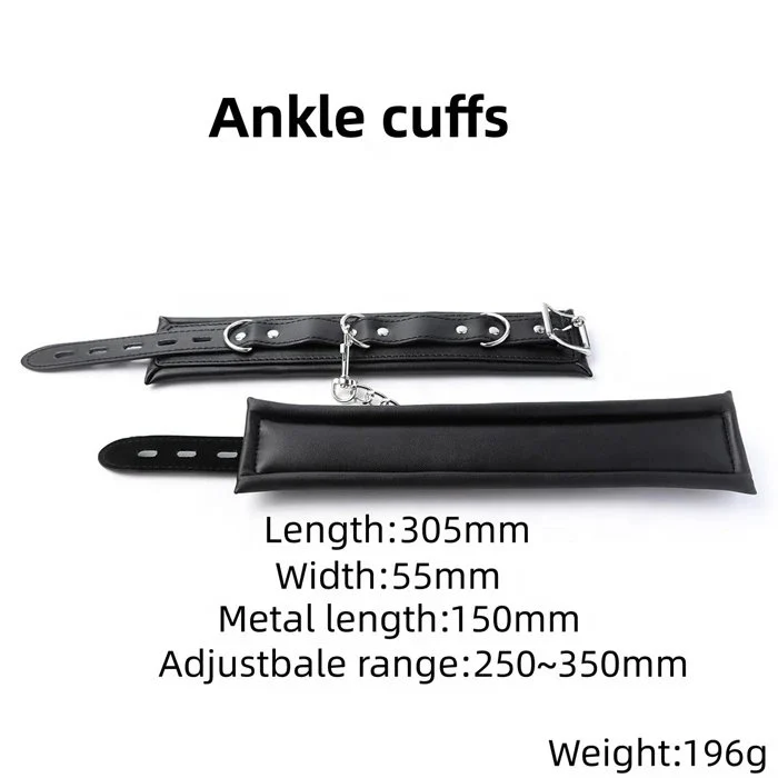 Sex Toys for Adults Leather Handcuffs Ankle Cuffs Whip Collar Bondage Set for BDSM Restraint
