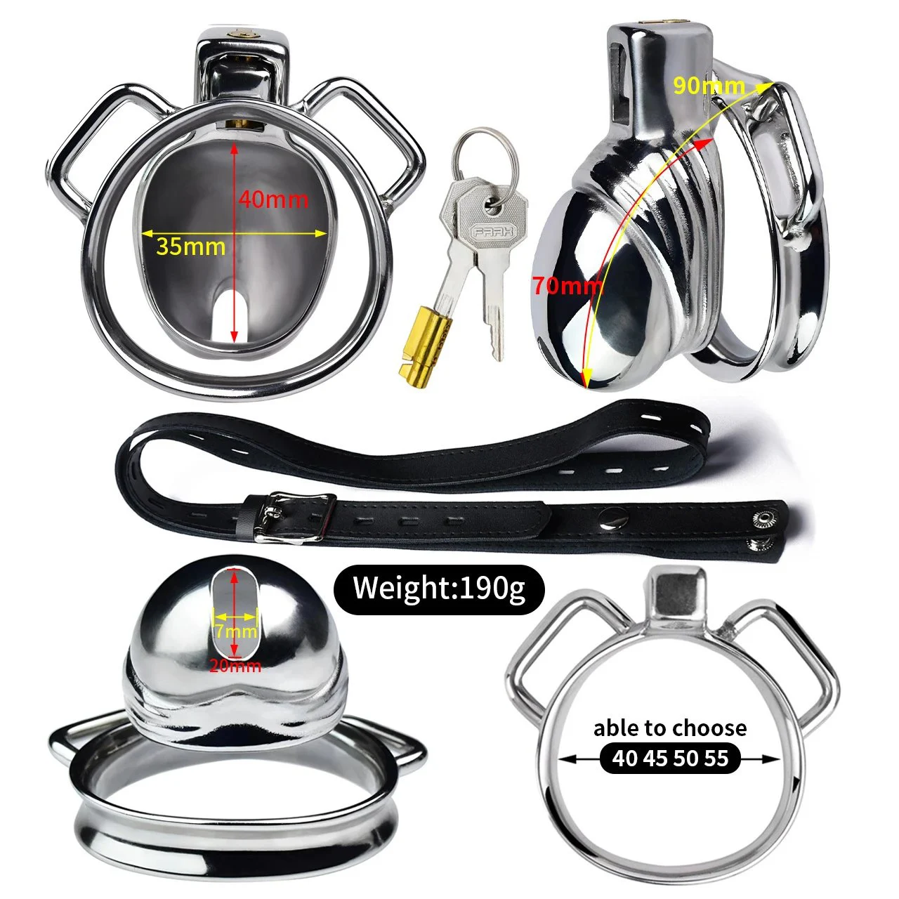 Stainless Steel Chastity Male Penis Cage Male Chastity Device Wearable Cock Cage With Belt