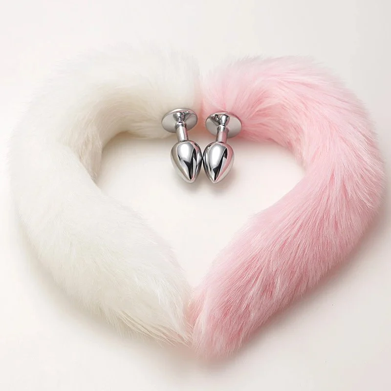 Adult Toys Fox Tail Metal Anal Plug and Ears Couple's Sex Toy Two-piece Set