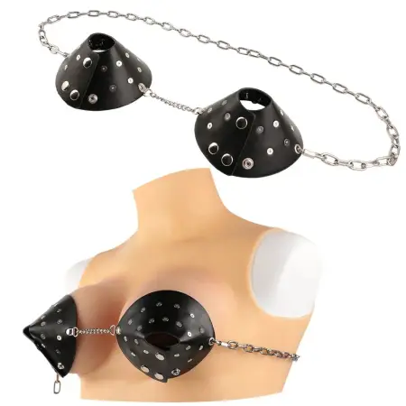 Adjustable Nipple Clamps with Leather Belt and Metal Rivets Roleplay Toy for Women