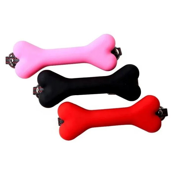 Adult BDSM Bondage Sex Game Toy Silicone Bones Mouth Gag and Leather Harness Ball Gag for Couple Sex Toys