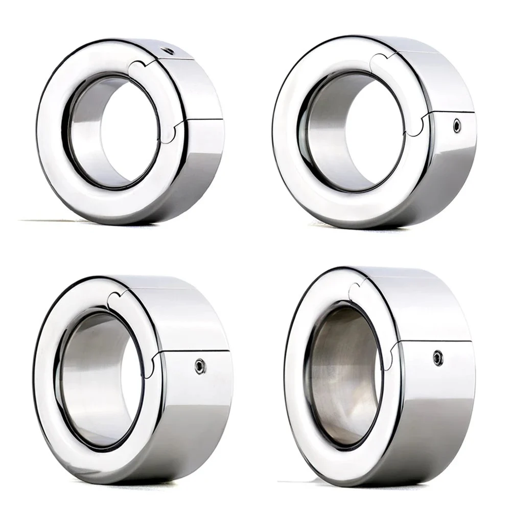 Stainless Steel Testis Ball Stretcher Heavy Scrotum Pendant Restraint Stretching Locking Cock Ring CBT Sex Toys