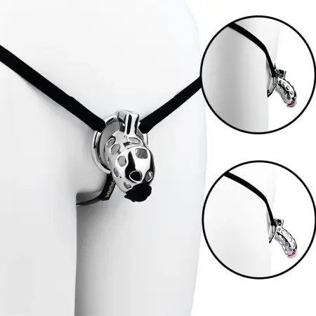 Steel Male Chastity Lock with Catheter Design Delivers Intense Confinement Sensation Through Male Penis Cage Restraint