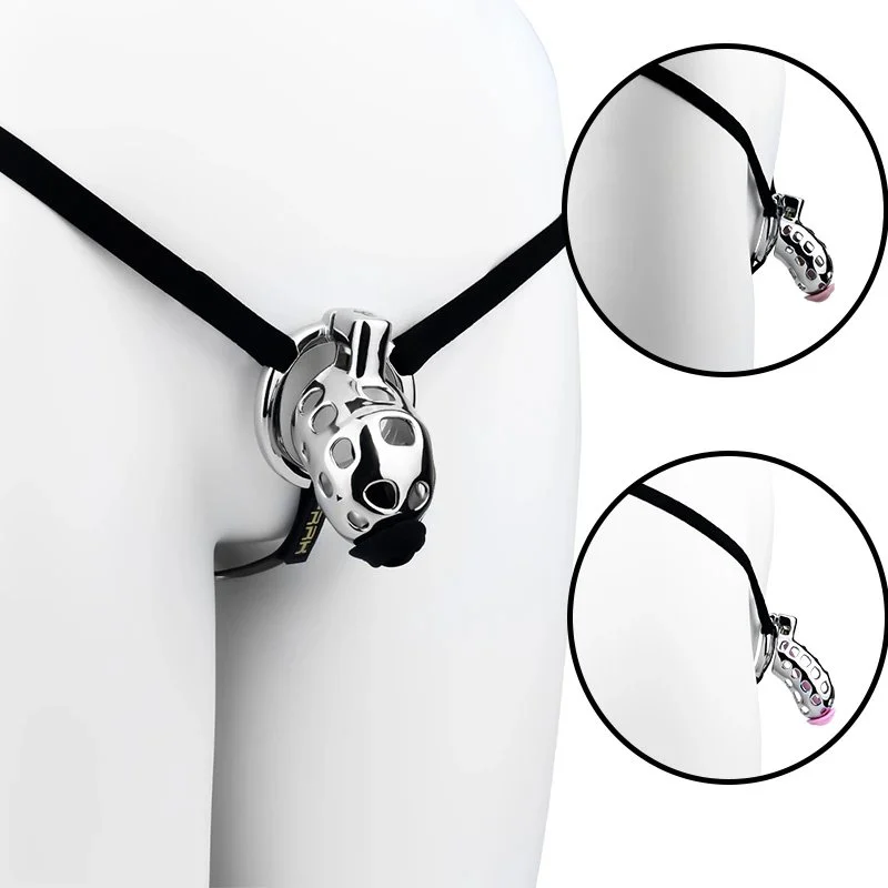 Steel Male Chastity Lock with Catheter Design Delivers Intense Confinement Sensation Through Male Penis Cage Restraint