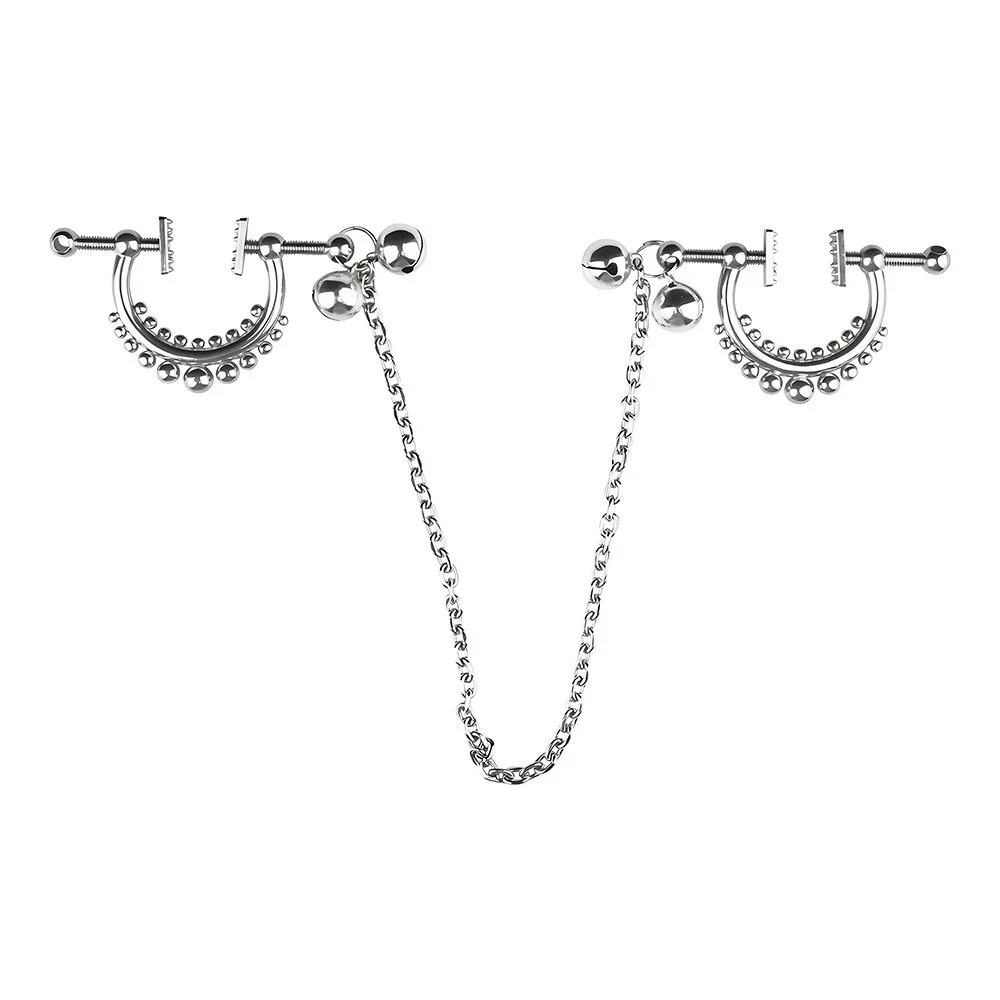 Adjustable Metal Nipple Clamps Necklace Entertainment Chain Clip for Women Man Non-Piercing Nipplerings Clip on Nipple Rings