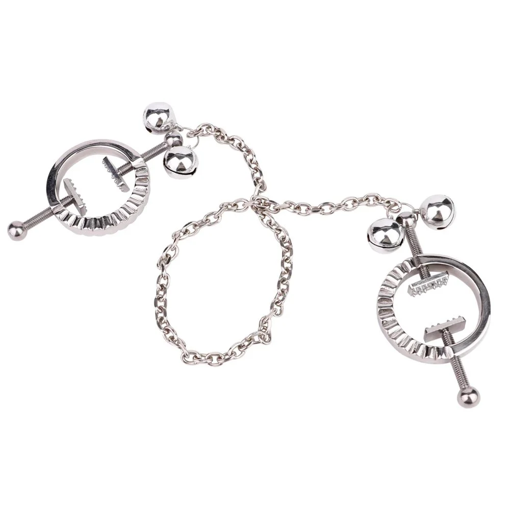 Adjustable Nipple Clamps Metal Breast Clip Heavy Nipple Stimulator Women Beginner Breast Sex Toys with Leather Pearl Chain