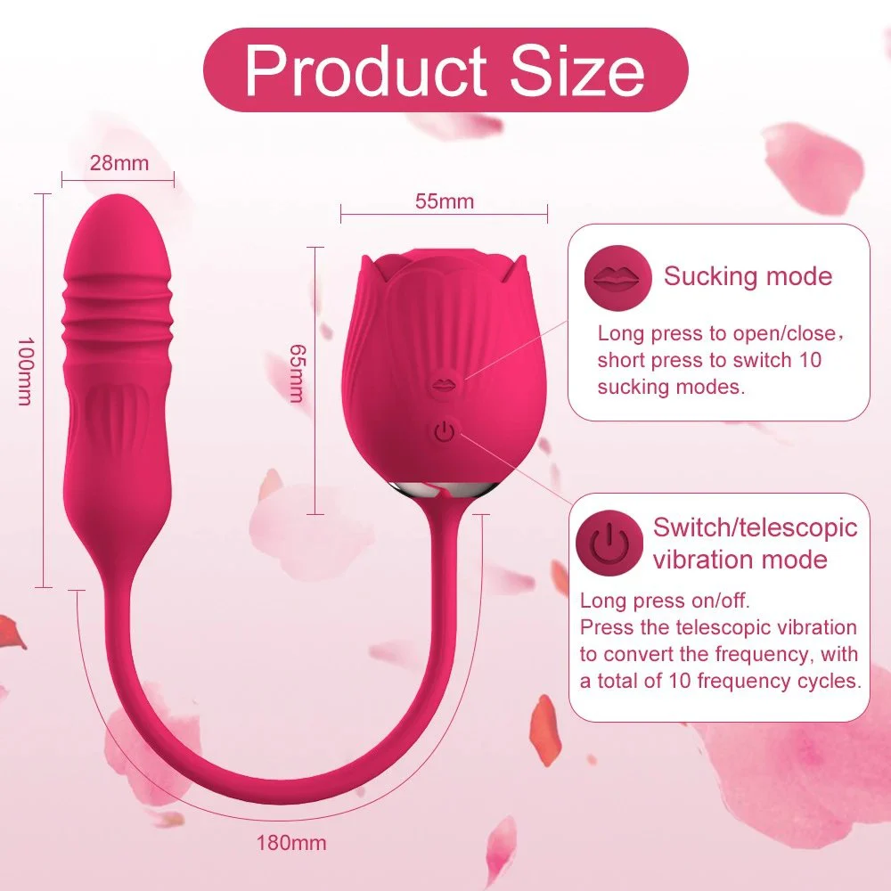 Rose Retractable Sucking Vibrating Jumping Egg Female Masturbation Sex Toys