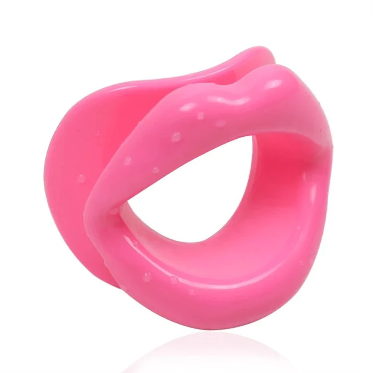 Adjustable Fetish Adult Oral Sex Toy Silicone Lip Sexy Open Mouth Gag With Lock Leather Strap