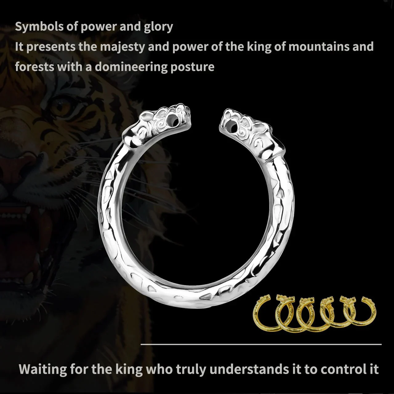 Tiger Texture Resistance Foreskin Blocking Penis Ring Men's Sex Tools Man Exercise Desensitization Lock Cage Cock Ring