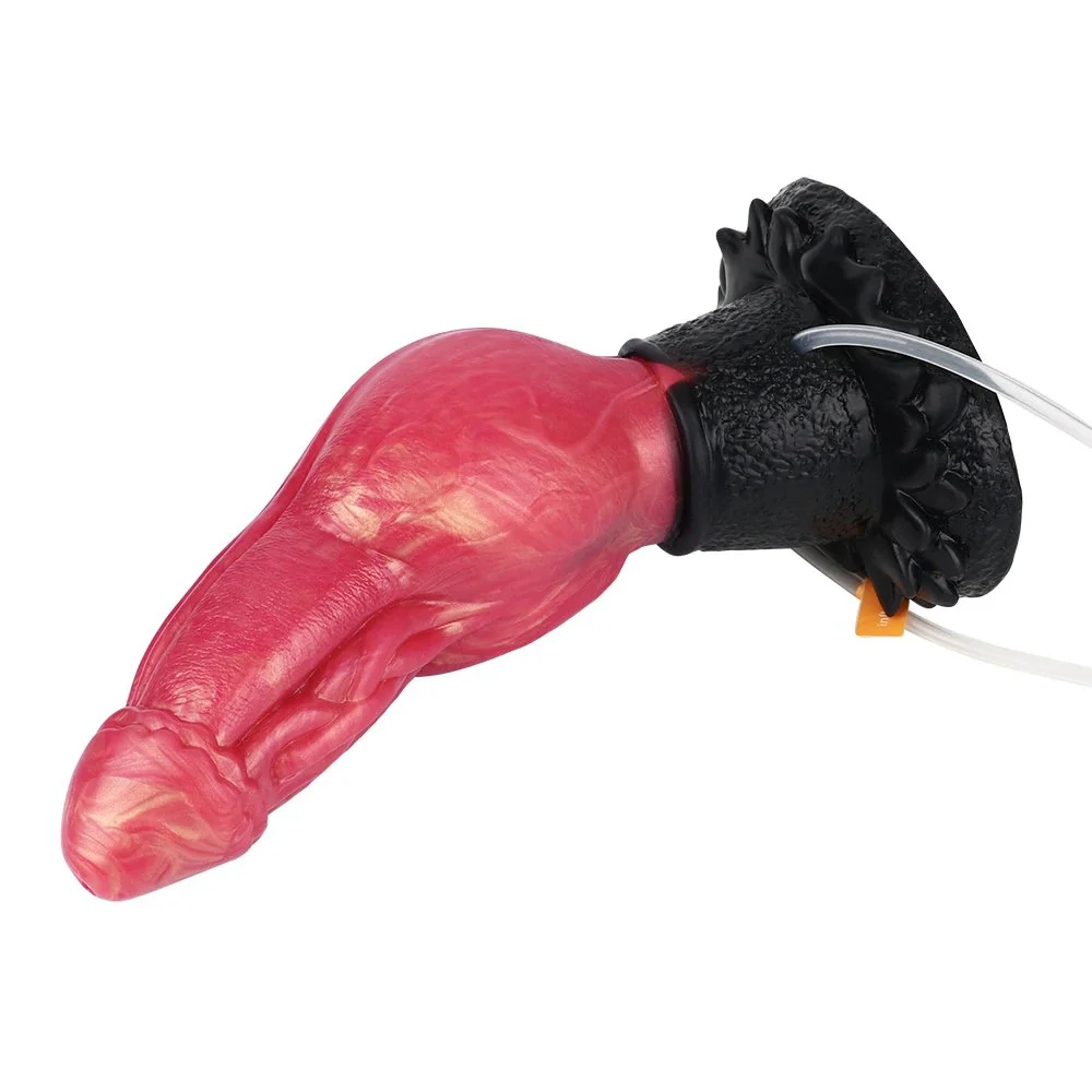 9.8 Inch Huge Squirting Inflatable Fantasy Animal Dildo Thick Anal Dildo with Strong Suction Cup Squirting Cock Adult Toy for Women