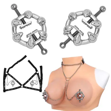 Adjustable Metal Nipple Clamps with Spikes Non Piercing Weights Clamp Balls Pendant Nipple Clip Clips Nippleclamps Bondage