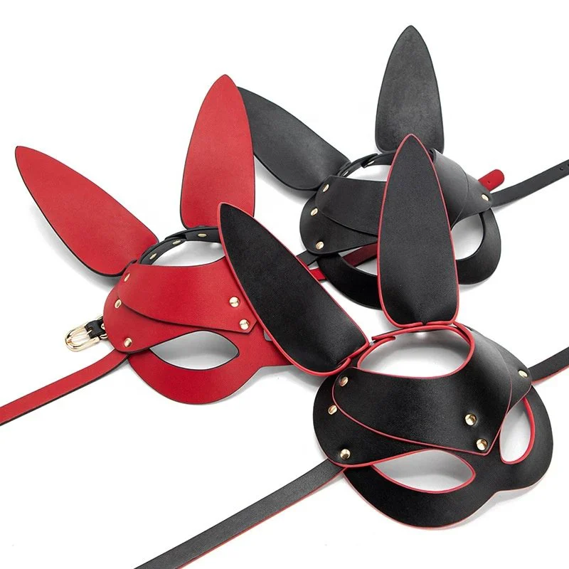 Adult Party Cosplay Role Game Rabbit Shape Leather Harness Bondage BDSM Bunny Mask
