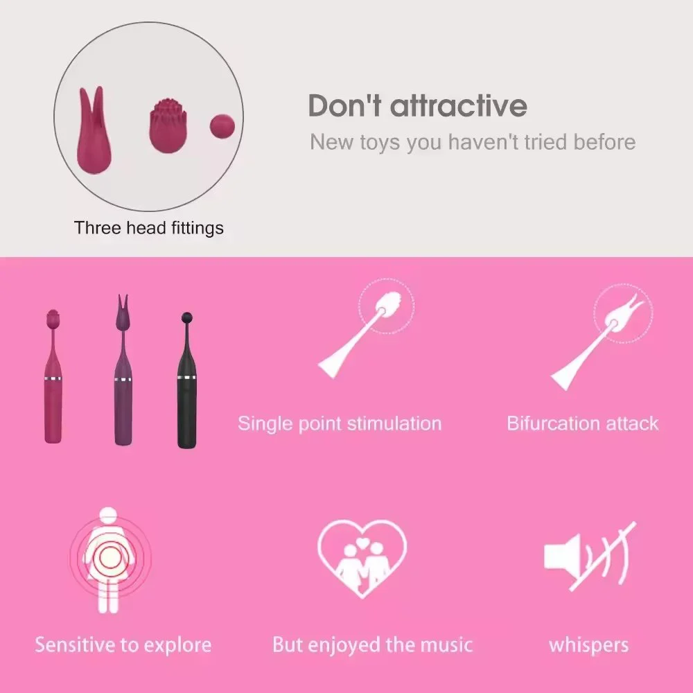 Clitoralis Stimulator for Women with Three Silicone Head,High-Frequency G Spot Clit Vibrator Stimulator, Adult Sex Toy for Women