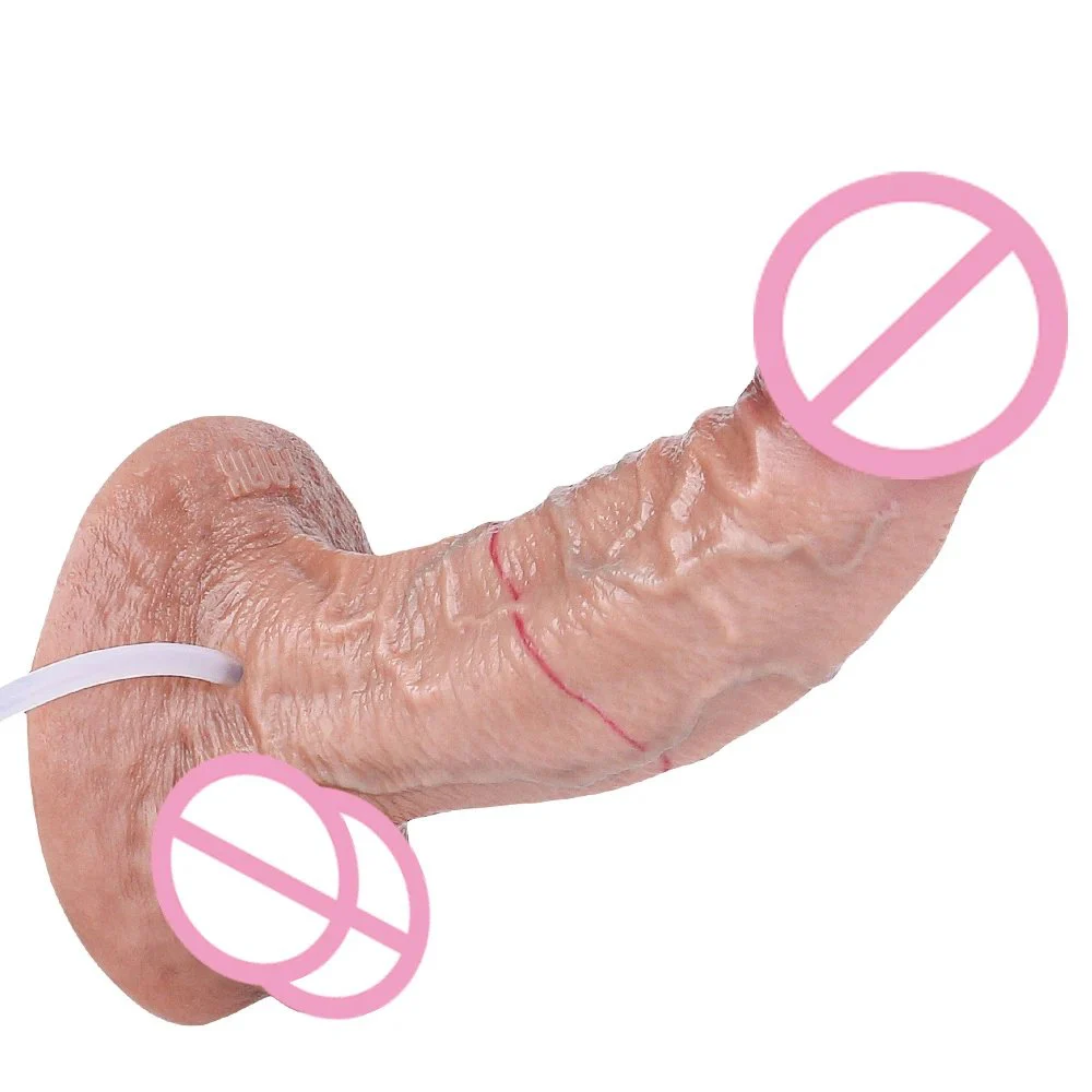 Simulation Skin Color Suction Cup Dildo with Syringe Squirting Dildo Using Medical-grade Silicone Material
