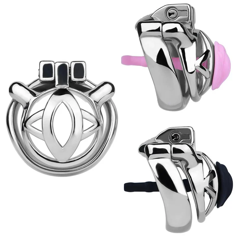 Stainless Steel Male Chastity Cage with Silicone Catheter, Suitable for Male Feminization effeminate Boys, Adult Sex Toy