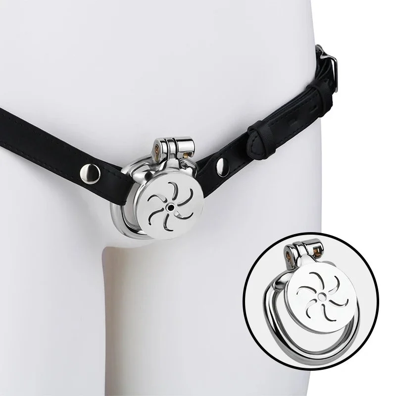 Stainless Steel Wearable Male Chastity Cage with Built-in Catheter, Stimulating Sensation SM Bondage Penis Cage Sex Toy