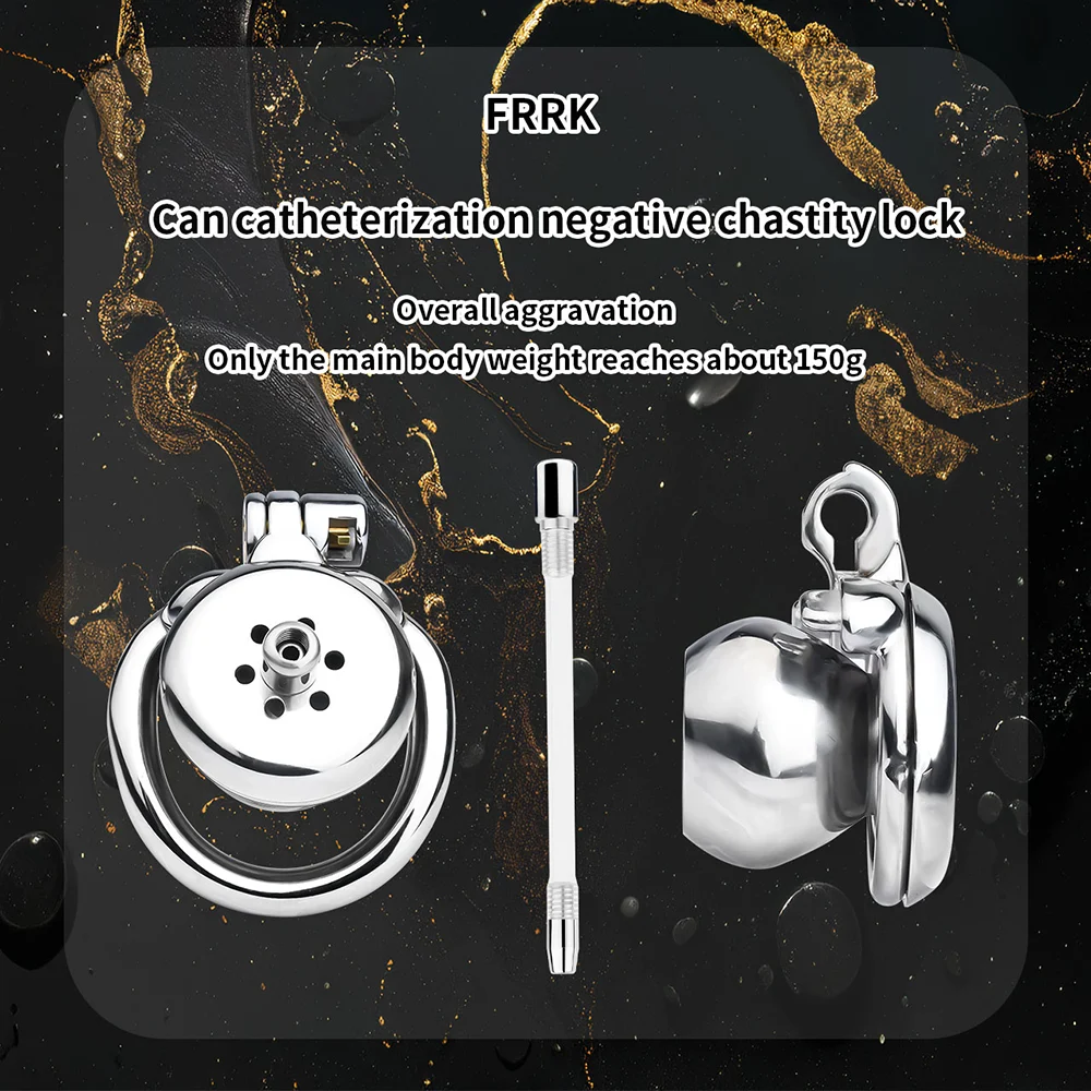 Steel Male Chastity Cage with Urinary Catheter Smoothness SM Man Bondage Penis Binding Training Sex Toy for Man
