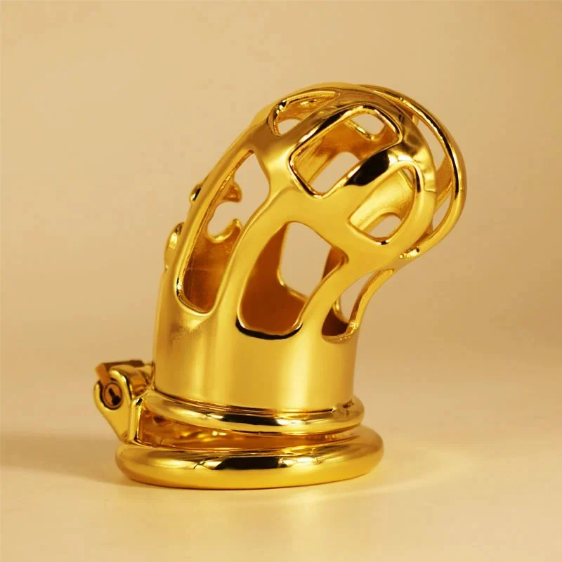 Total High 110mm 304 Stainless Steel Gold Plated Sex Product Chastity Belt Bondage for Men