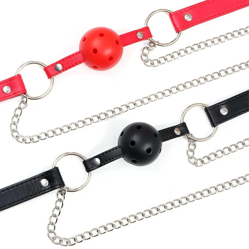 Adjustable Pvc Strap Ball Gag Breathable Black Mouth Gag Adult Bondage Toy for Couples Dominant Submissive Play Roleplay