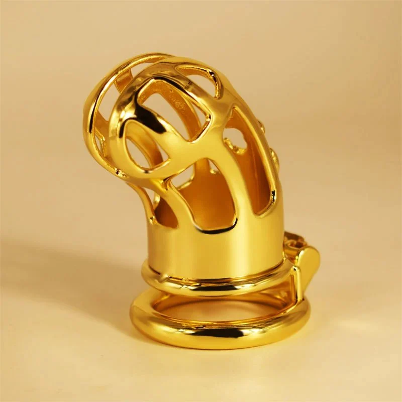 Total High 110mm 304 Stainless Steel Gold Plated Sex Product Chastity Belt Bondage for Men