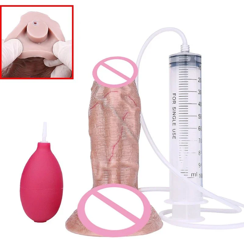 Simulation Series Can Spray Water Color Dildo Experience Feel Realistic Platinum Silicone Spray Dildo