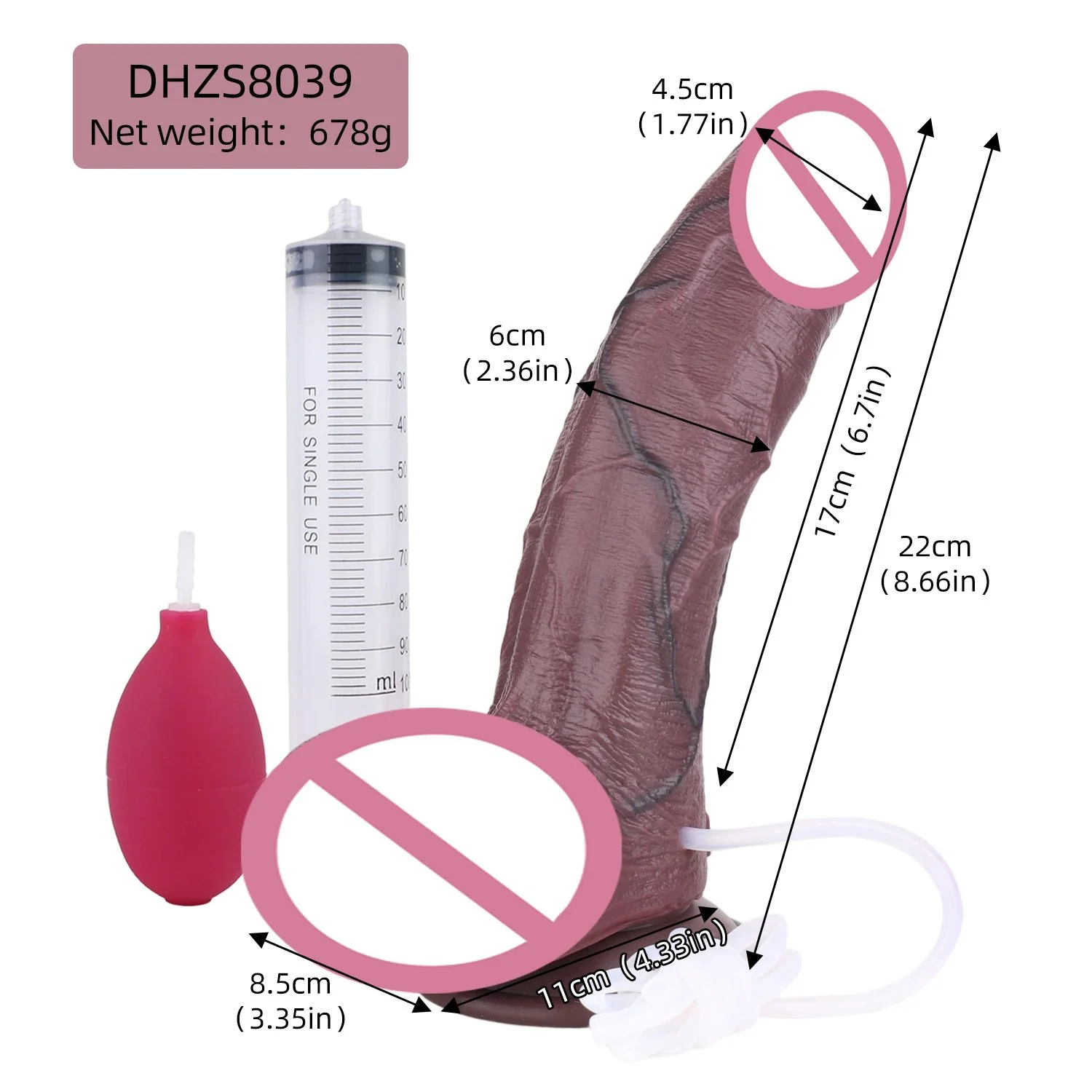 Silicone Squirting Dildo with Suction Cup Realistic Texture and Intense Sensation Sex Toy for Simulating Sexual Activity