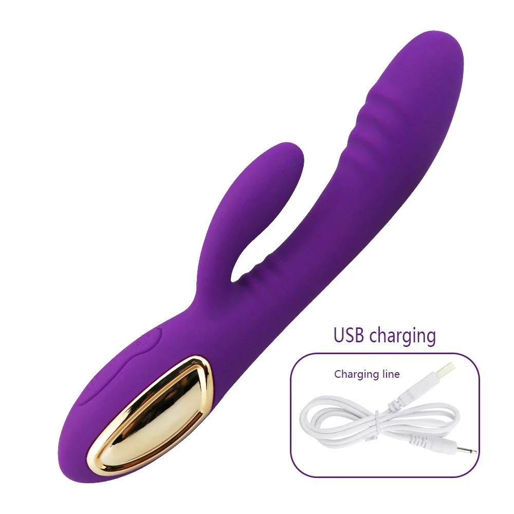 USB Charger Waterproof Insert Vibrator Double-head Masturbation G-spot Rabbit Vibrators