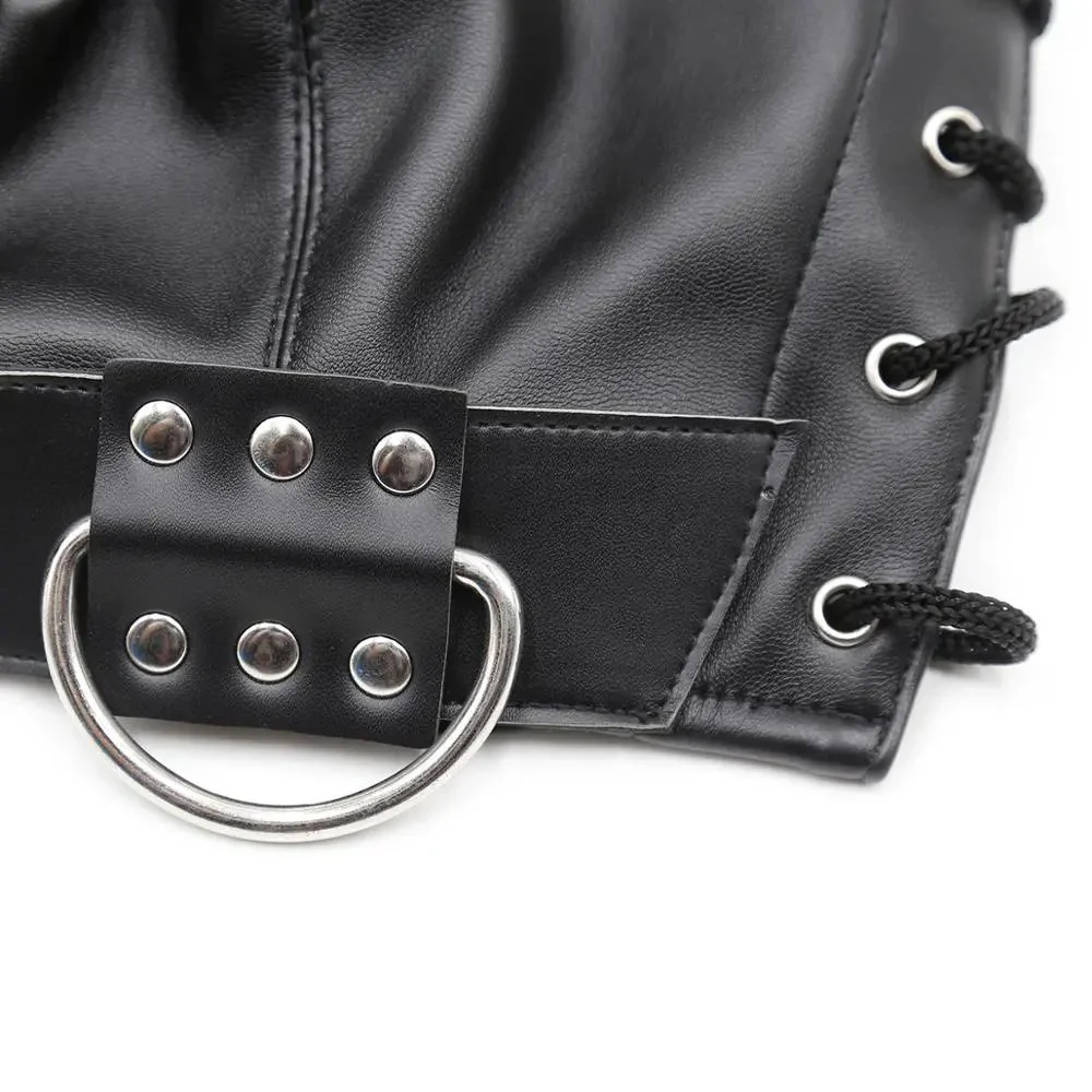 Adult Sex Face Slave Costume Male Bondage Big Leather Head Hood