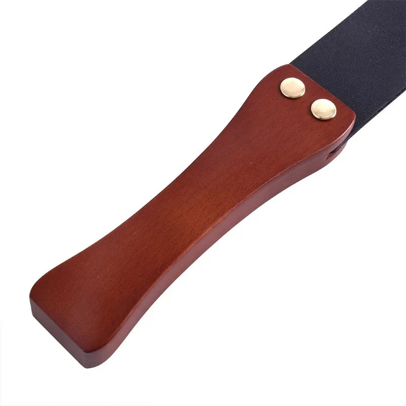 Adult Sex Game Bondage Sexy Whip Leather Paddle Spanking with Wooden Handle