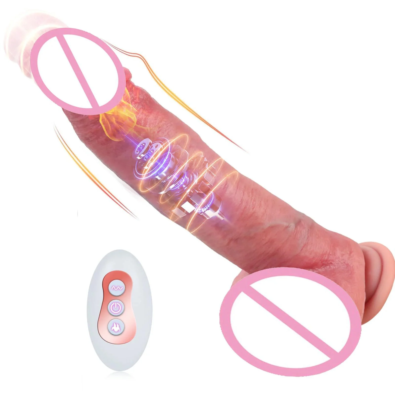 Anal Vaginal Masturbation Remote Control 8.5 Inch Heating Thrusting Realistic Dildo Vibrator Adult Sex Toy for Men Women Couples