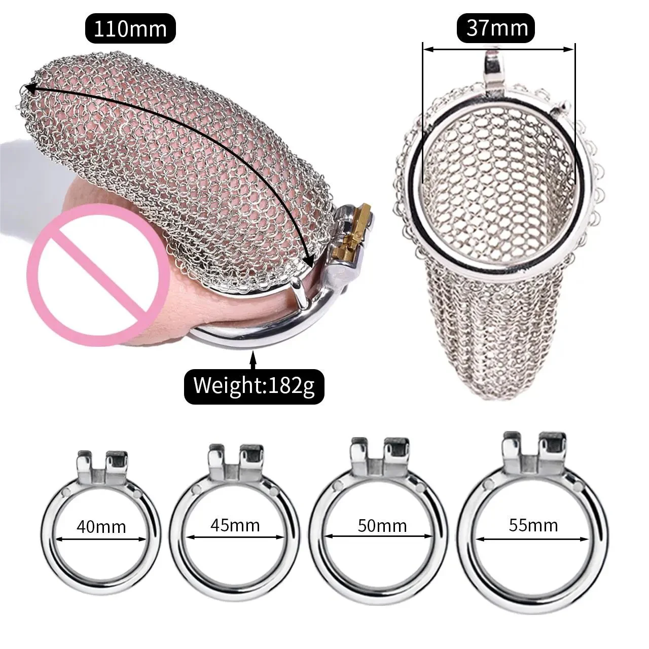 Sex Shop Stainless Steel Chain Style Chastity Male Cock Cage Male Chastity Device