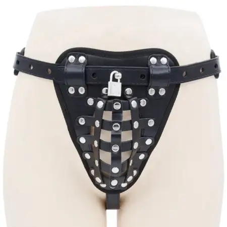 Adult Men's Leather Cock Cage Stainless Steel Chastity Locking Device for Sex Toys and SM Bondage Restraint