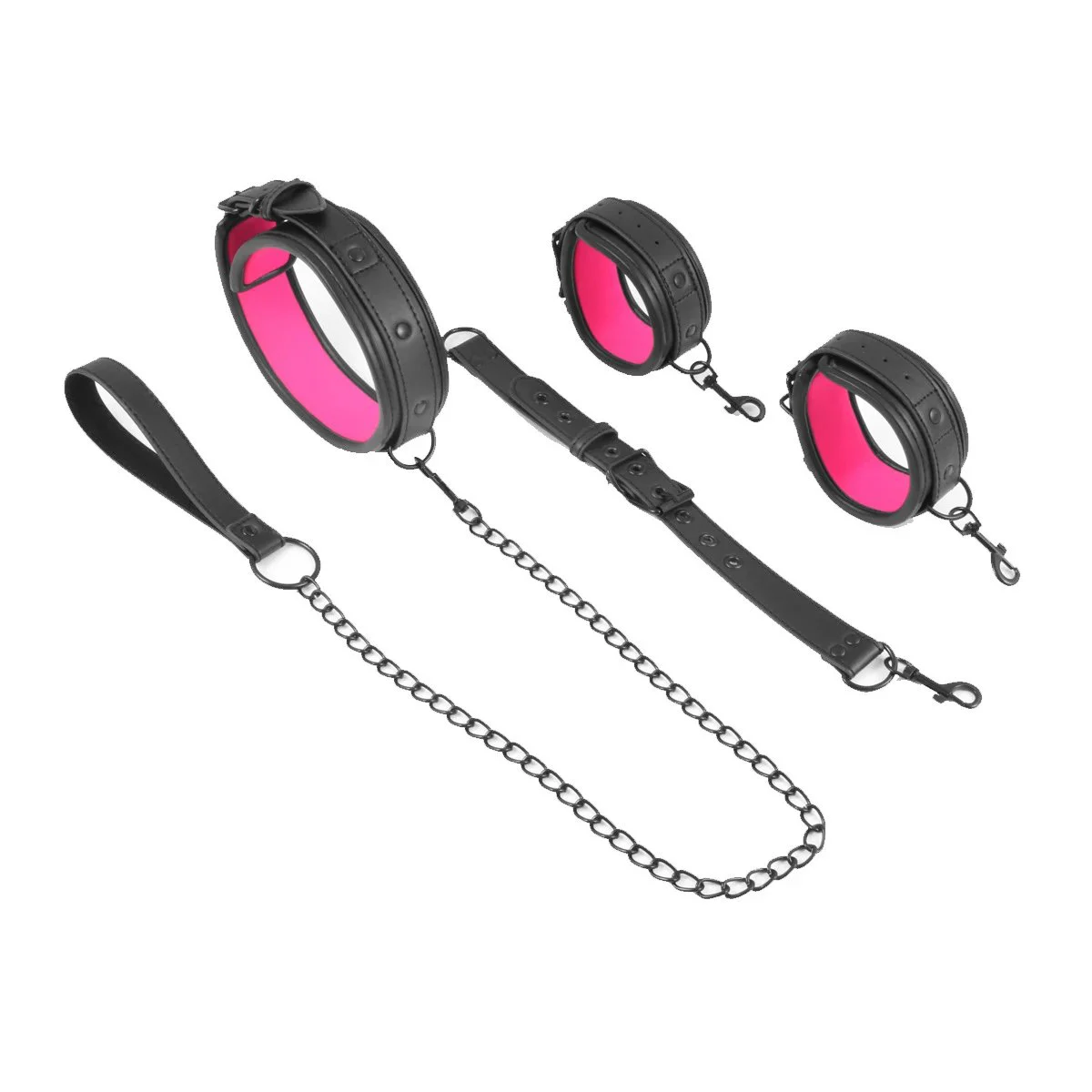 Bondage Handcuffs with Neck Collar and Leash Back Binding Restraint Kit for Couples Adult Flirting