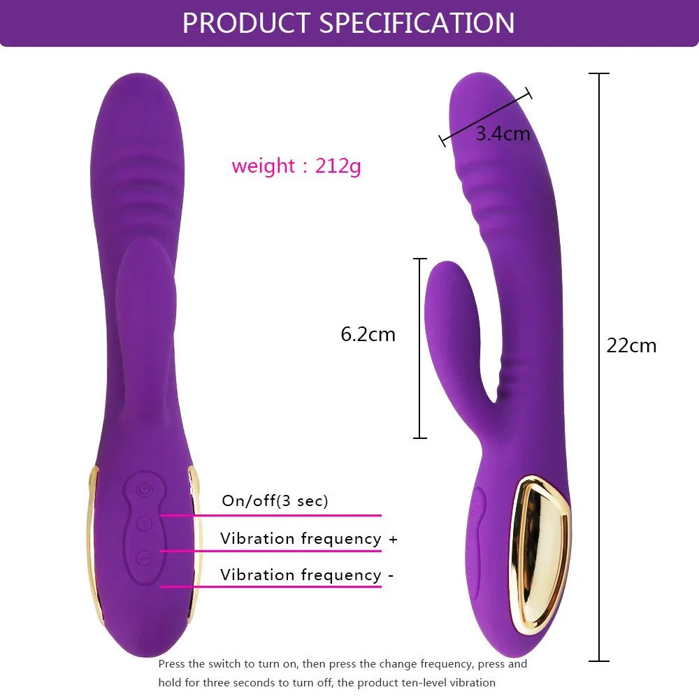 USB Charger Waterproof Insert Vibrator Double-head Masturbation G-spot Rabbit Vibrators